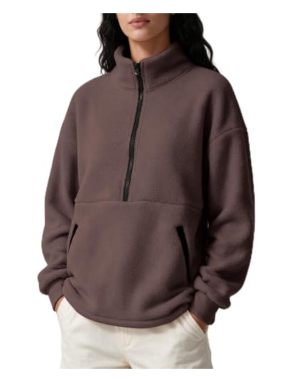 Sherpa Fleece Pullover Half Zip Oversized Sweatshirt Warm Loungewear